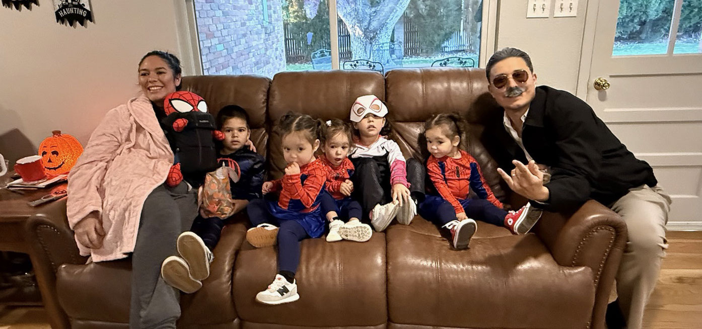 Isaiah Hernandez and family celebrate Halloween after recently welcoming triplets, bringing their household total to five kids and countless smiles. Photo Credit: Isaiah Hernandez.